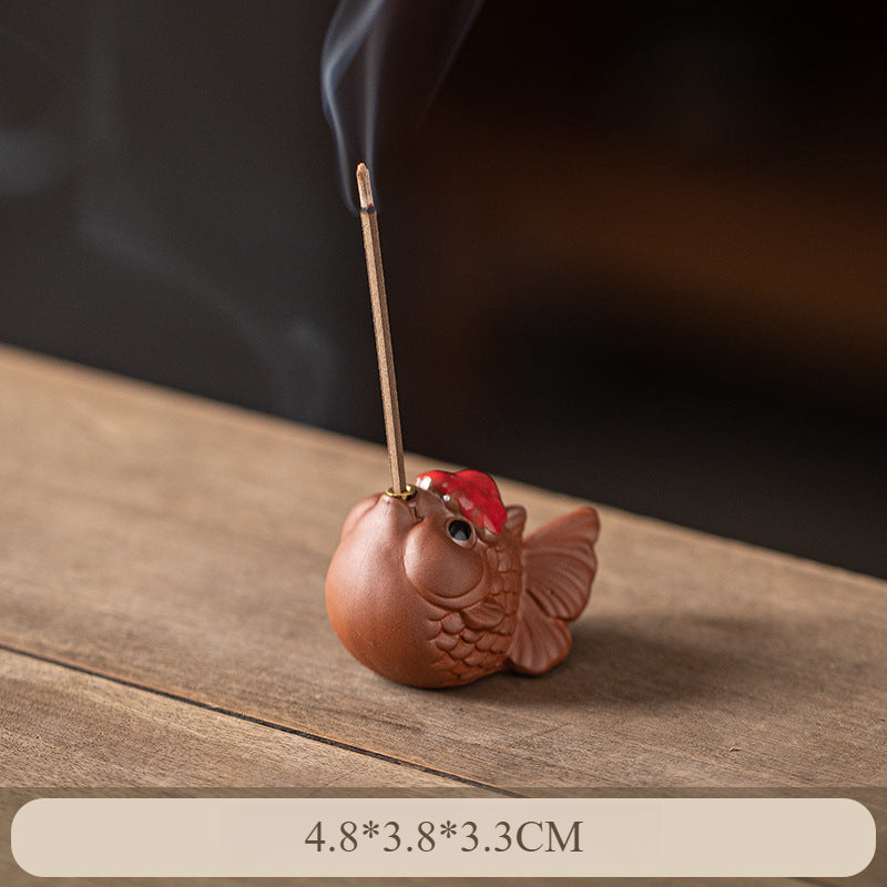 Ceramic Frog Incense Holder with Lotus Leaf Base - Cute Home Decor for Sticks Incense, Tea Table & Meditation (Handcrafted)
