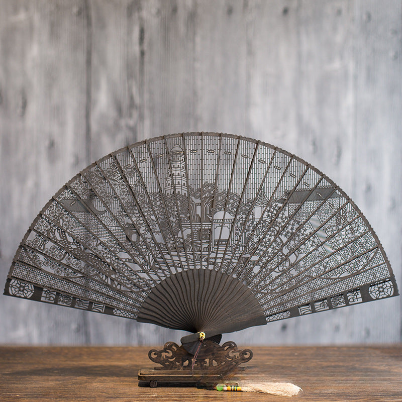 Suzhou Sandalwood Folding Fan - Handcrafted Chinese Artisan Fan