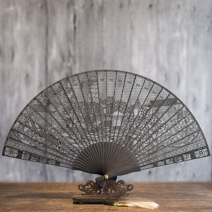 Suzhou Sandalwood Folding Fan - Handcrafted Chinese Artisan Fan
