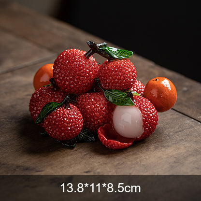 Litchi & Tangerine Tea Pet Set - Color-Changing Ceramic Decor for Tea Table (Thermochromic Design)