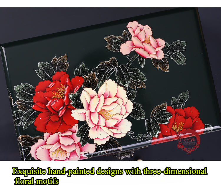 Vintage Hand-painted Chinese Intangible Cultural Heritage Jewelry Storage Box, Classical Traditional Lacquerware Jewelry Jewelry Box, Gift for Mother and Elders