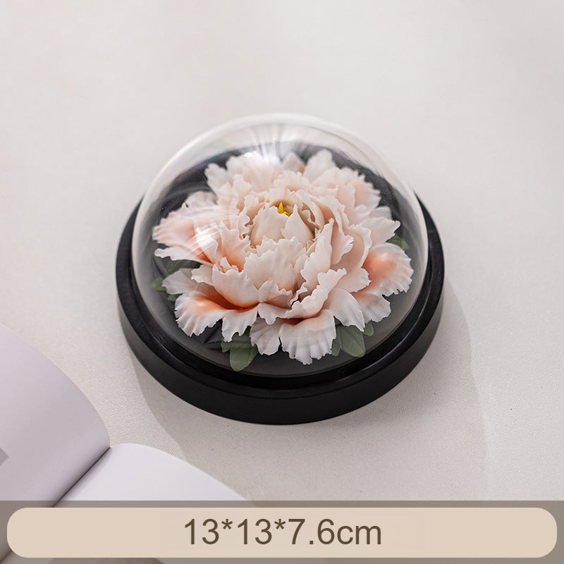 Handmade Ceramic Peony Flower Decor - Realistic Desktop & Car Ornament with Perfume Function