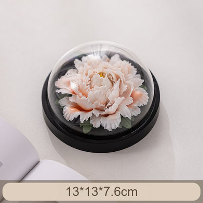 Handmade Ceramic Peony Flower Decor - Realistic Desktop & Car Ornament with Perfume Function