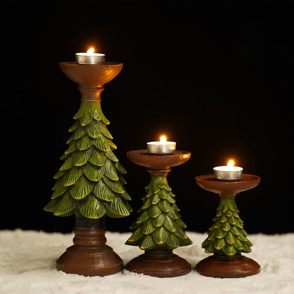 Christmas Tree Candleholder Sculpture for Living Room Decoration