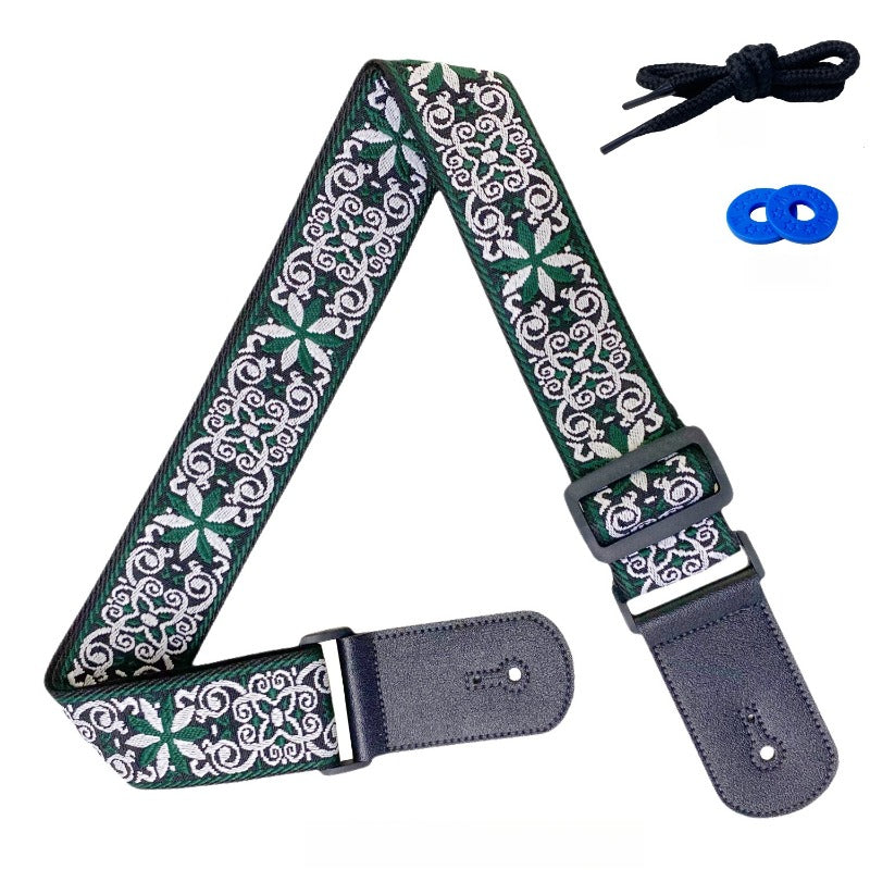 Embroidered Jacquard Guitar Strap for Acoustic, Electric Guitars & Bass - Comfortable & Unique Design