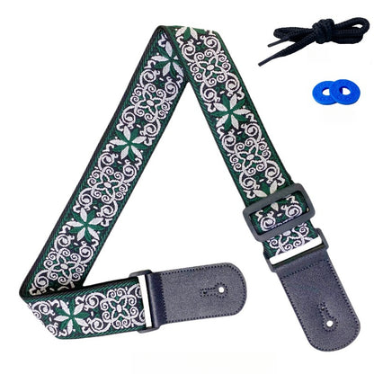 Embroidered Jacquard Guitar Strap for Acoustic, Electric Guitars & Bass - Comfortable & Unique Design