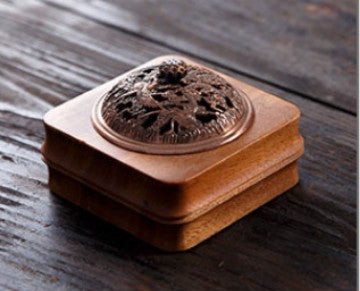 Walnut Wood Incense Burner – Round Shape Natural Wooden Incense Holder for Home & Tea Room