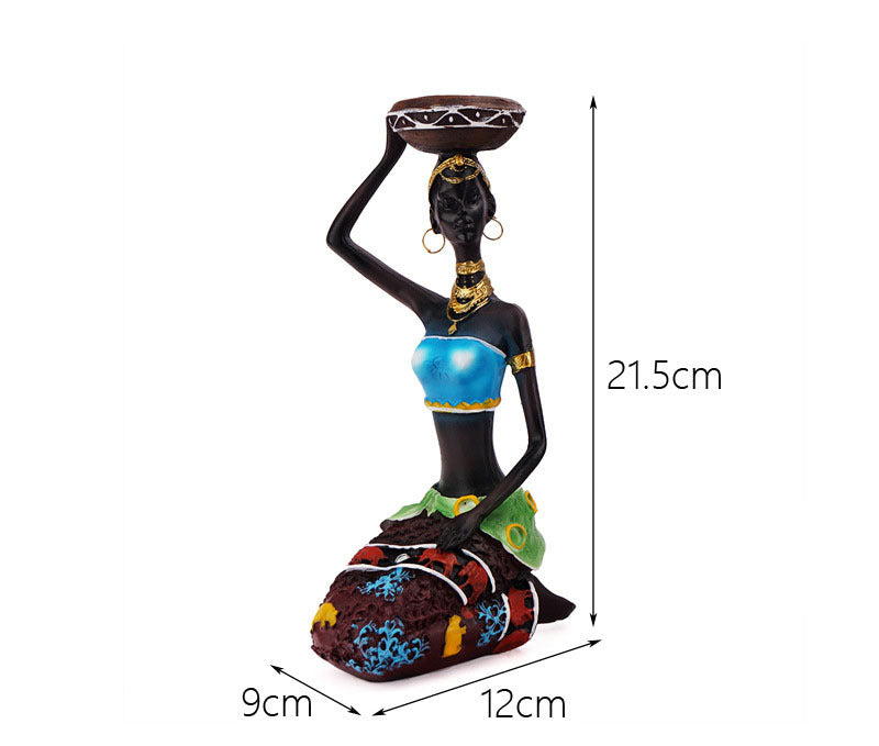 European Style Black Man Candle Holder, Resin Art Craft, Unique Cafe and Bar Decor