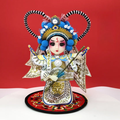 7-Inch Silk Chinese Opera Doll - Traditional Handmade Peking Opera Flower Dan Figurine