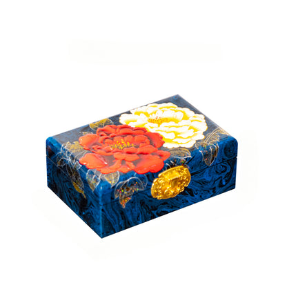 Artisan Lacquer Jewelry Box - Handcrafted Chinese Heritage Piece in Solid Wood, Vintage Floral Storage Case