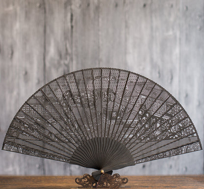 Suzhou Sandalwood Folding Fan - Handcrafted Chinese Artisan Fan