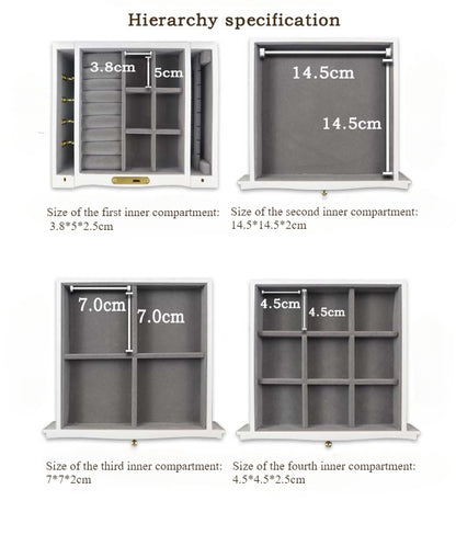 European Style Luxury Jewelry Box - Large Capacity Necklace & Earring Organizer with Lock