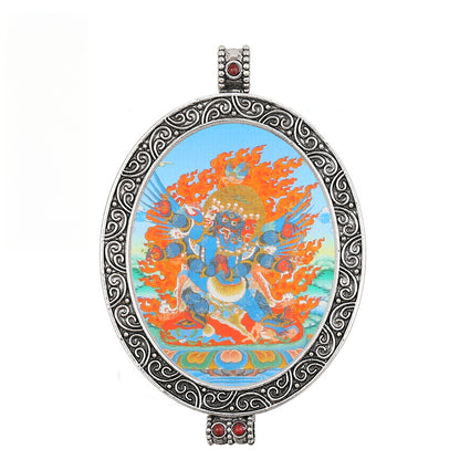 Thangka Pendant - Oval Design with Openable Micro Thangka Box