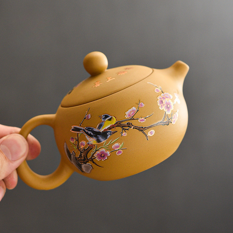 Duan Clay "Phoenix Song" Teapot - Color-Changing Purple Clay Teapot with Bird Song Effect (200ml, Two Styles)