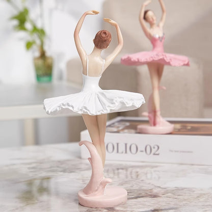 Dancing Girl Resin Figurine - Artistic Ballet Dancer for Room or Bookshelf Decoration