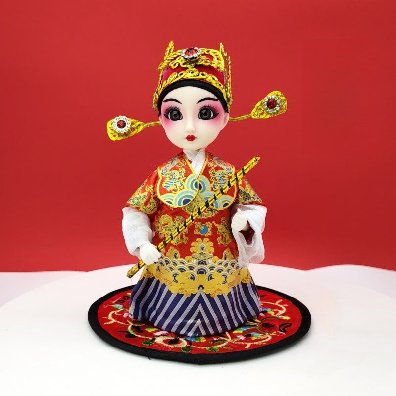 7-Inch Silk Chinese Opera Doll - Traditional Handmade Peking Opera Flower Dan Figurine