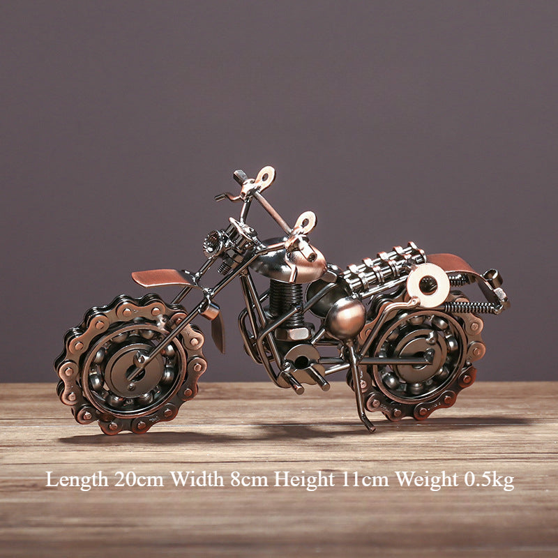 Retro Metal Motorcycle Figurine – Electroplated Iron Sculpture for Desktop & Living Room