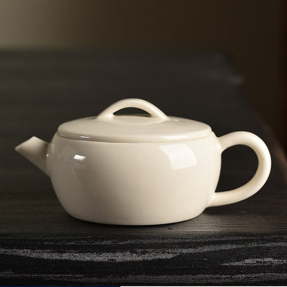 Plant Ash Glaze Hanwa Teapot - Small Ceramic Gongfu Teapot with Blue & White Design (140ml, 12.5x5.5cm)