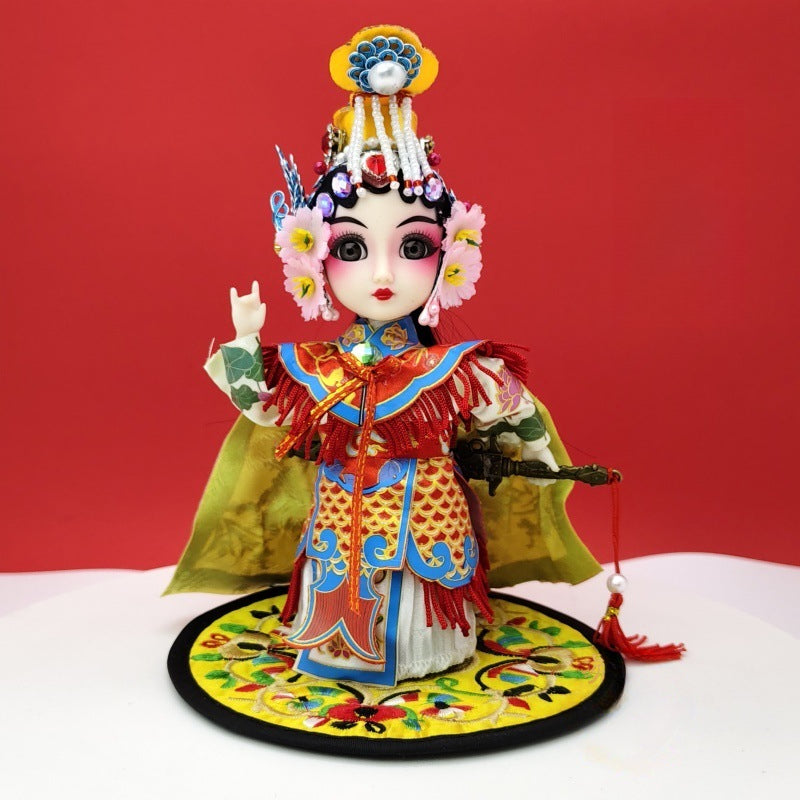 7-Inch Silk Chinese Opera Doll - Traditional Handmade Peking Opera Flower Dan Figurine