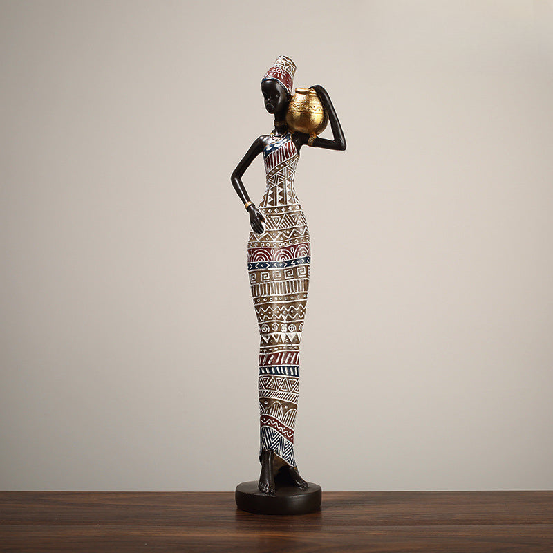 African Art Statue: Graceful Female Sculpture for Home and Office Decoration