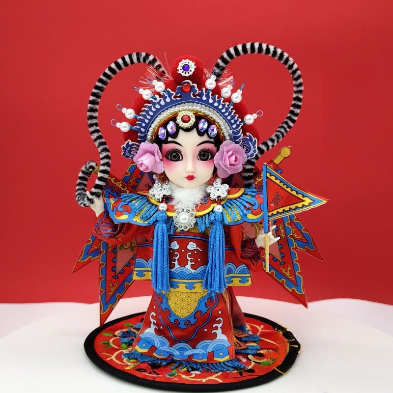 7-Inch Silk Chinese Opera Doll - Traditional Handmade Peking Opera Flower Dan Figurine