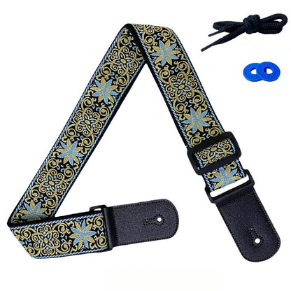 Embroidered Jacquard Guitar Strap for Acoustic, Electric Guitars & Bass - Comfortable & Unique Design