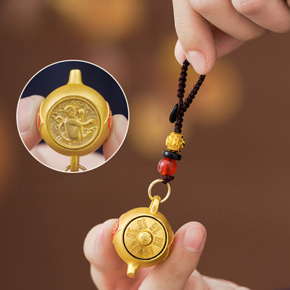 Unique Rotating Zodiac alloy Teapot Keychain with Lucky Geometric Pendant, Carry Your Fortune with You