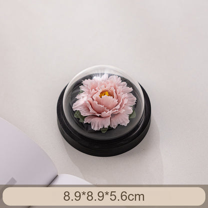 Handmade Ceramic Peony Flower Decor - Realistic Desktop & Car Ornament with Perfume Function