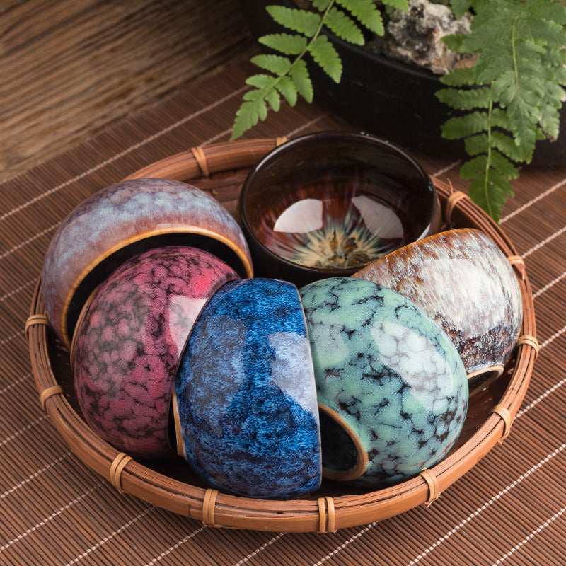 Jianzhan Kiln-Transformed Tea Cup - Handmade Ceramic Tea Bowl (120ml, 8x5cm)