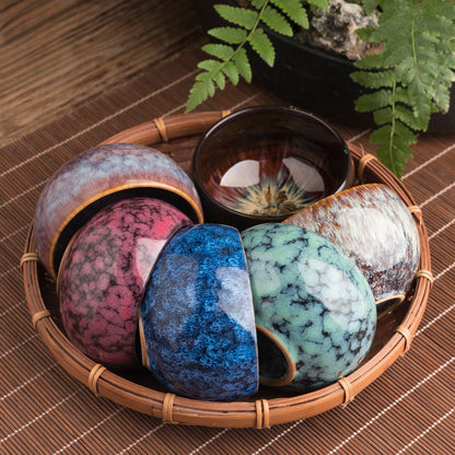 Jianzhan Kiln-Transformed Tea Cup - Handmade Ceramic Tea Bowl (120ml, 8x5cm)