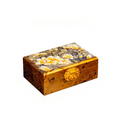 Artisan Lacquer Jewelry Box - Handcrafted Chinese Heritage Piece in Solid Wood, Vintage Floral Storage Case