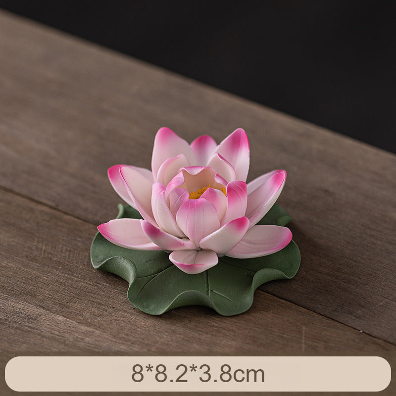 Handmade Ceramic Lotus Incense Holder - Zen Home Decor with Incense Slot, Tea Table & Altar Decoration