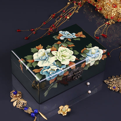 Vintage Hand-painted Chinese Intangible Cultural Heritage Jewelry Storage Box, Classical Traditional Lacquerware Jewelry Jewelry Box, Gift for Mother and Elders
