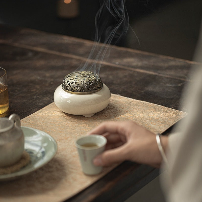 Song Style Incense Set - 6-Piece Ceramic Starter Kit with Tools & Box (45.7x23.4cm)