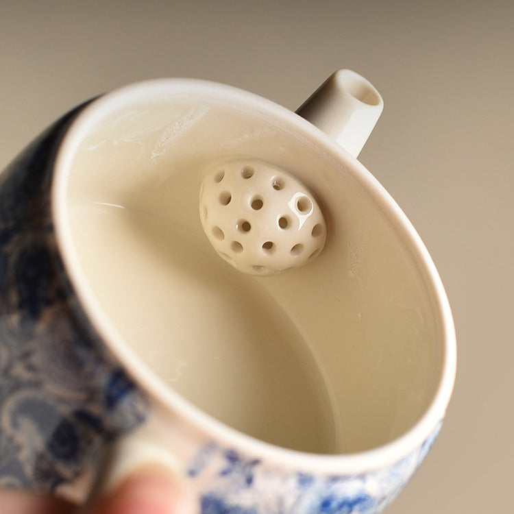 Blue & White Hanwa Teapot - Plant Ash Glaze Ceramic with Wisteria Pattern (3 Sizes: 100ml/150ml/250ml)
