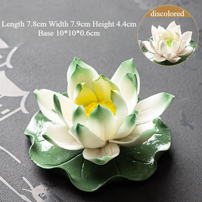 Handmade Color-Changing Lotus Flower Tea Pet – Zen Style Incense & Kung Fu Tea Accessory