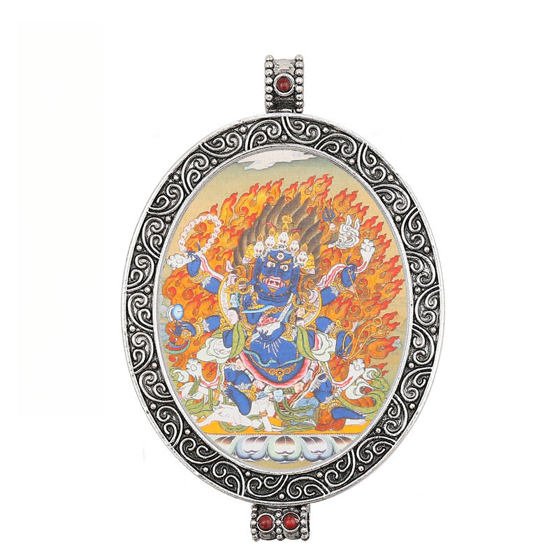 Thangka Pendant - Oval Design with Openable Micro Thangka Box