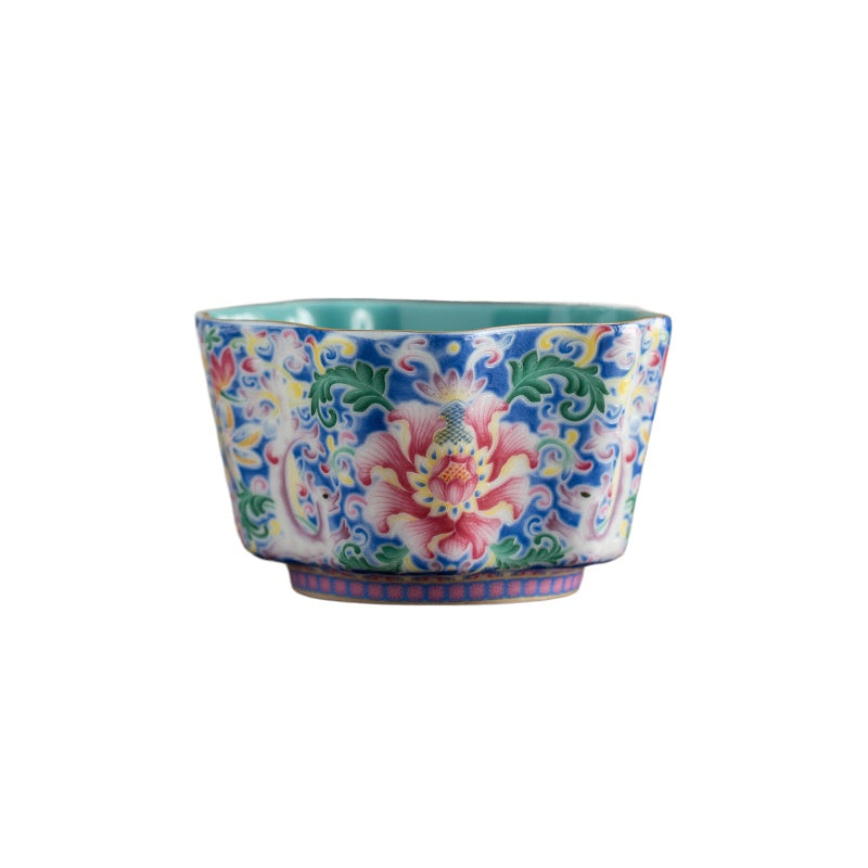 Enamel Glazed Tea Master Cup Set - Handcrafted Gongfu Tea Ceremony Cups with Gift Box (Sunflower & Round Rim Styles)