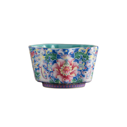 Enamel Glazed Tea Master Cup Set - Handcrafted Gongfu Tea Ceremony Cups with Gift Box (Sunflower & Round Rim Styles)