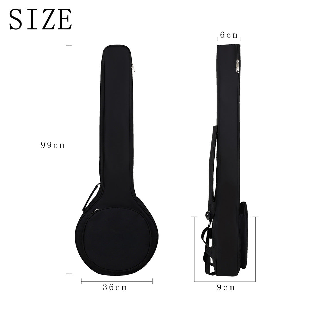 5-String Banjo Case – Waterproof Oxford Fabric, Dual Metal Zippers & Reinforced Padding (Black)