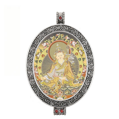 Thangka Pendant - Oval Design with Openable Micro Thangka Box