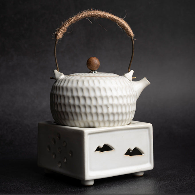 Handcrafted Pewter-Glazed Teapot - Retro Style Gongfu Tea Pot with Lotus Bud Design