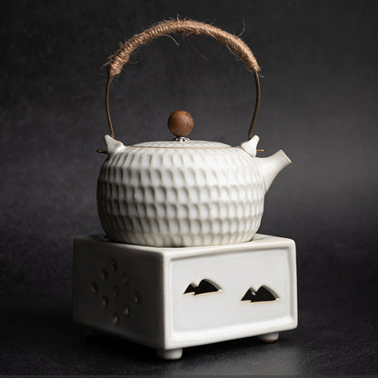 Handcrafted Pewter-Glazed Teapot - Retro Style Gongfu Tea Pot with Lotus Bud Design