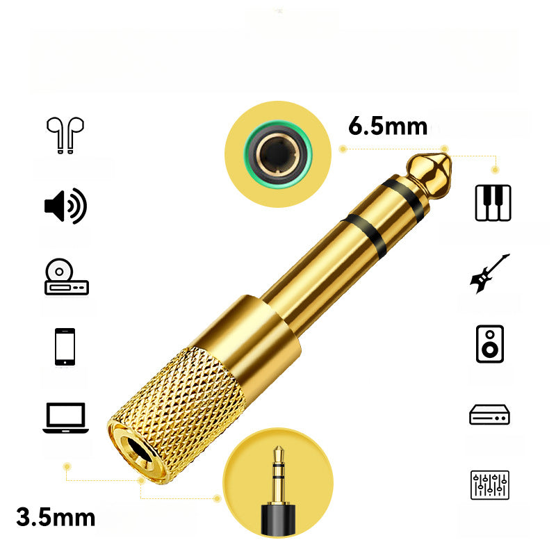 6.35mm to 3.5mm Audio Adapter - Gold-Plated Instrument Converter (2-Way Adapter for Guitar/Computer/Interfaces)