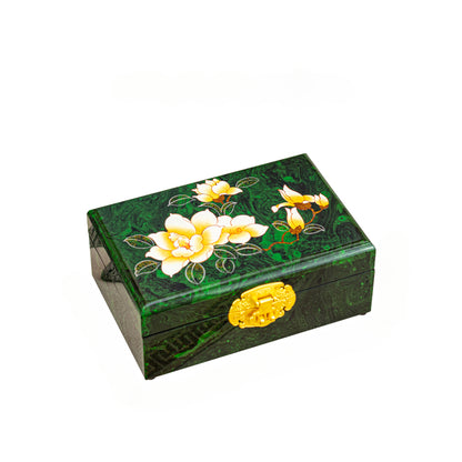 Artisan Lacquer Jewelry Box - Handcrafted Chinese Heritage Piece in Solid Wood, Vintage Floral Storage Case