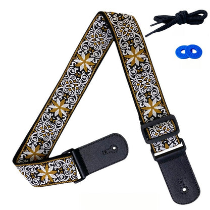Embroidered Jacquard Guitar Strap for Acoustic, Electric Guitars & Bass - Comfortable & Unique Design