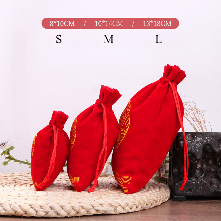 Knot Drawstring Pouch - Lucky Red Bag for Jewelry and Small Gifts