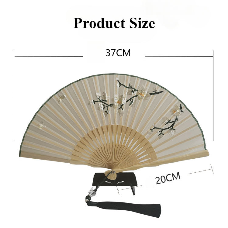Elegant Suzhou Embroidered Folding Fan - Traditional Ancient Style Handheld Fan