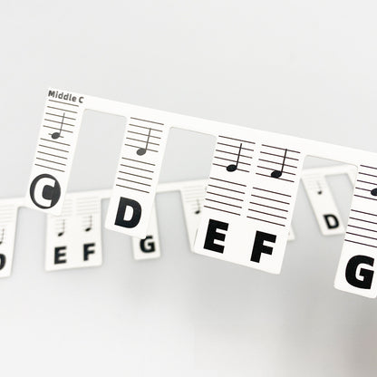 Music Note Keyboard Stickers – 88-Key Piano Label Set with Staff for Easy Navigation