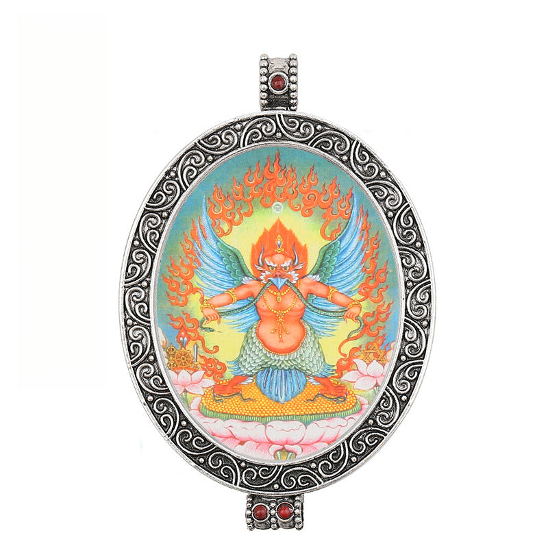 Thangka Pendant - Oval Design with Openable Micro Thangka Box